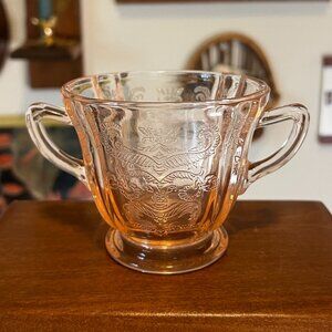 Indiana Glass Company Recollection Depression Pink Glass Sugar Dish Vintage